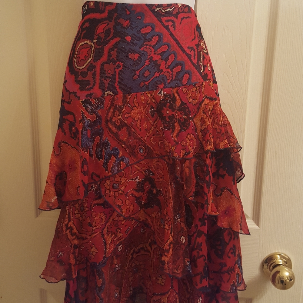 Diane Von Furstenberg Abstract Print Ruffle Skirt